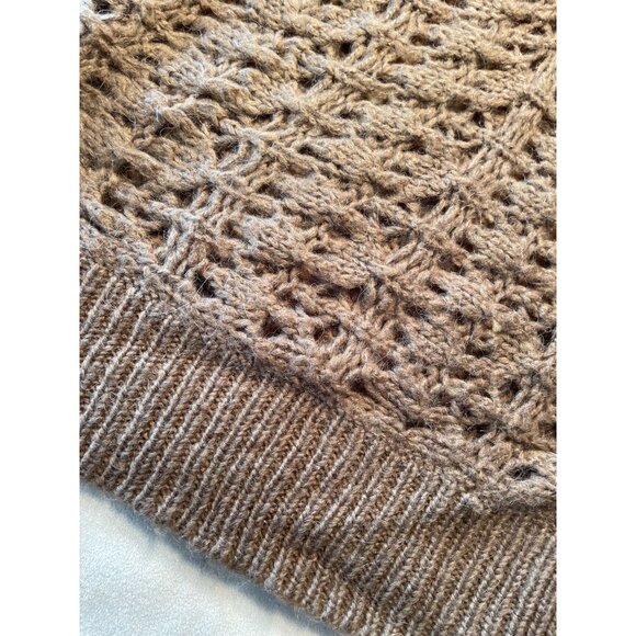 Free People Womens Crochet Knit Hooded Sweater Brown Cottagecore Y2K Twee Boho - Picture 12 of 12